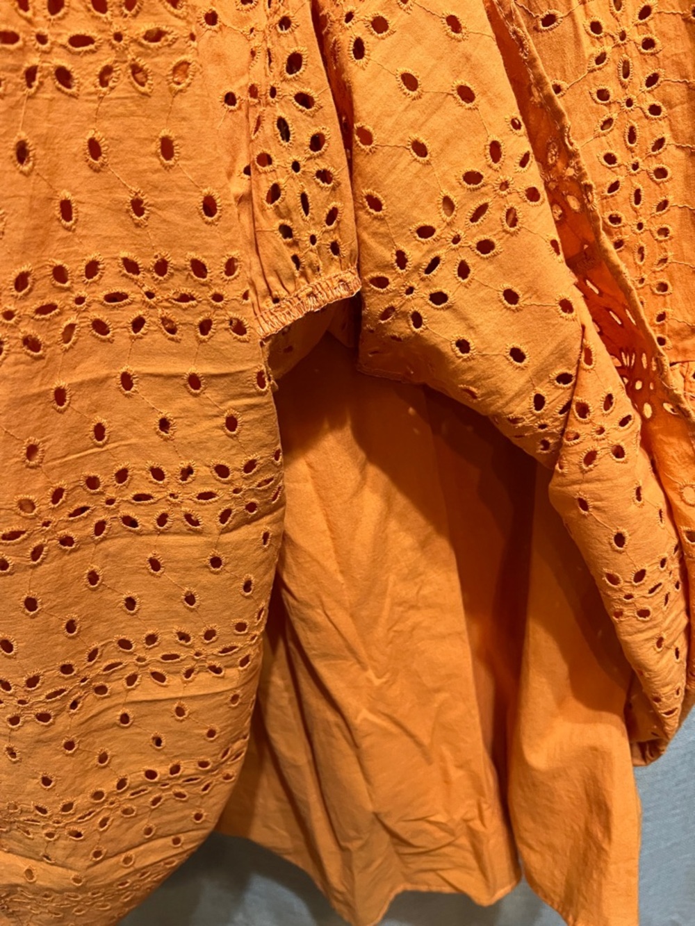 ELOQUII Elements Orange Cotton Eyelet Tiered Midi Dress Size 16 Boho Cottagecore - Picture 5 of 9